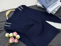 【蓝色拉链袖套头】早秋新款时尚长袖针织上衣QC5733