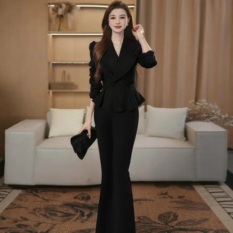 【两件套】法式女神范时尚修身时尚套装春秋裤子套装JT0104