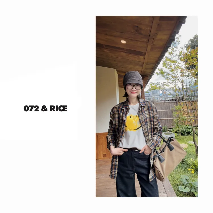 072 & RICE【微笑TEE】100纯棉 秋季休闲圆领长袖T恤 32XB113