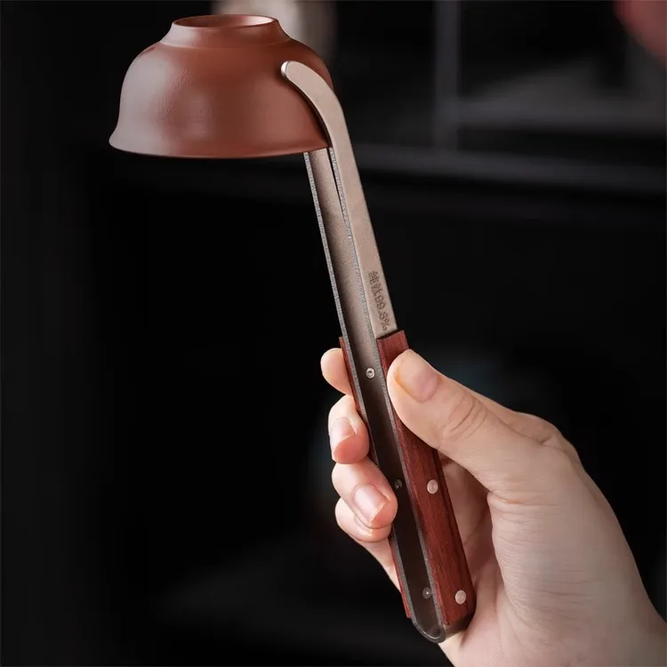 高端纯钛茶夹杯夹子家用黑檀木轻奢功夫茶具配件镊子夹杯器配件