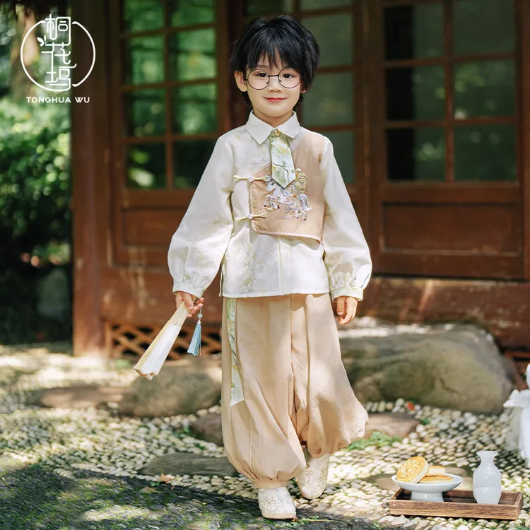 桐花坞【杏运小马】汉服男童春秋儿童国风套装男孩中秋节新中式唐装
