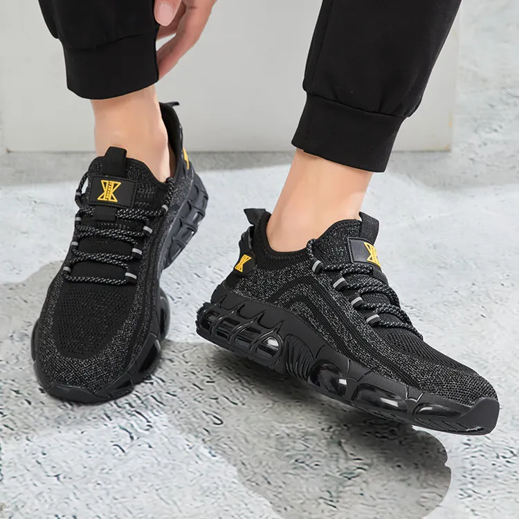 品质春夏新款男鞋橡胶爆米花舒服软底网面百搭男款运动鞋休闲鞋
