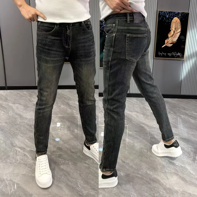 休闲牛仔裤潮流2025小脚裤韩版修身拉链牛仔裤男款裤子男款秋冬款