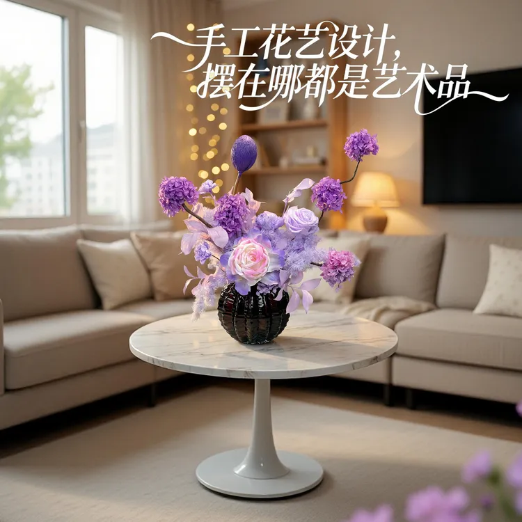 轻奢永生花紫韵流光家居摆件