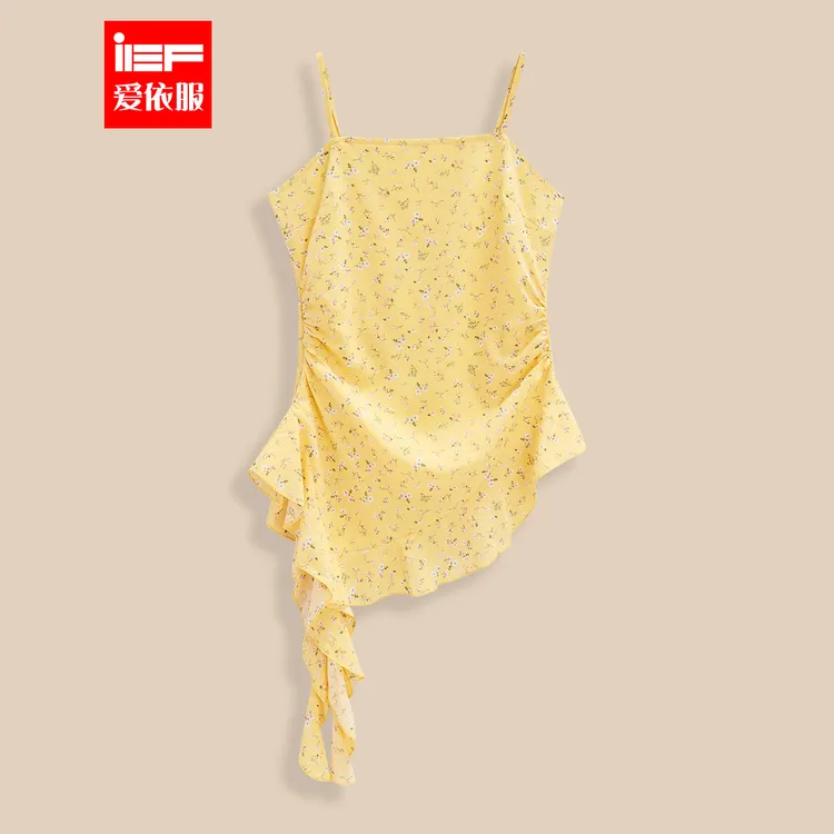 IEF/爱依服2025夏季新款法式浪漫淑女度假风碎花设计感吊带上衣
