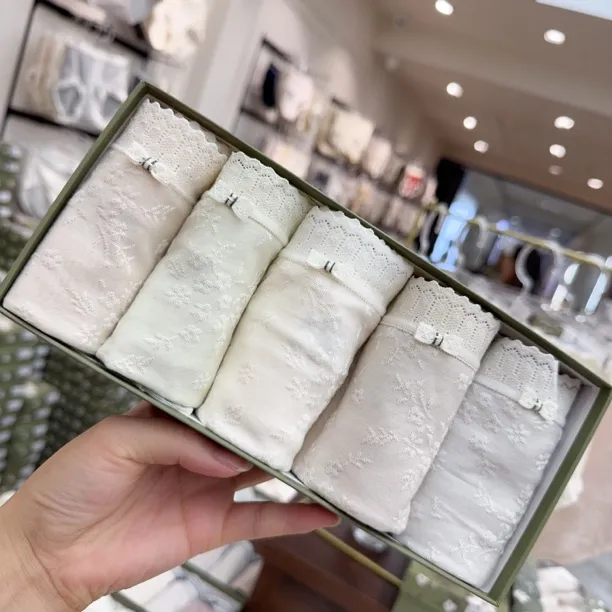 【5条装】3310中腰秋冬高订版提花舒适好穿三角女士内裤蕾丝时尚