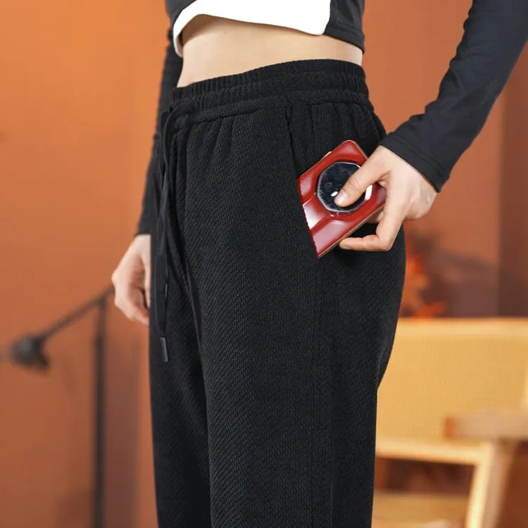 【有加绒可选】秋冬男士休闲裤直筒型针织防刮直筒裤秋季运动松紧腰