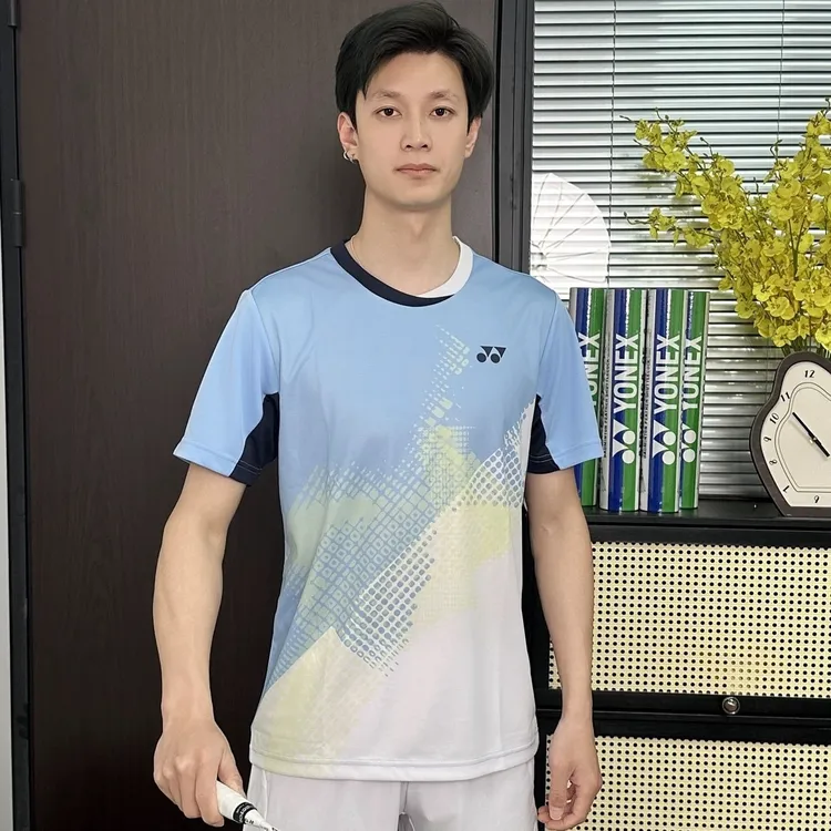 新款速干透气羽毛球服短袖男女大赛服运动上衣
