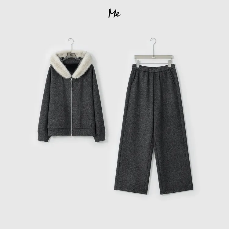 ME【沙丘美术馆套装（加绒）】大毛领软糯亲肤保暖时尚套装MESA5761