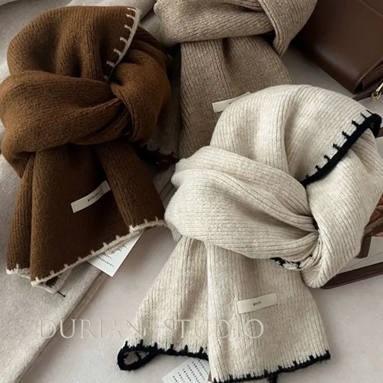 小香风混纺针织毛线围巾保暖百搭高级围脖n