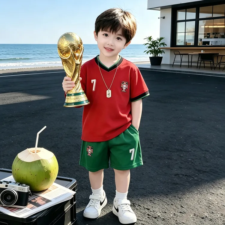 2026世界杯葡萄牙国家队球衣7号C罗儿童小学生夏季速干足球服套装