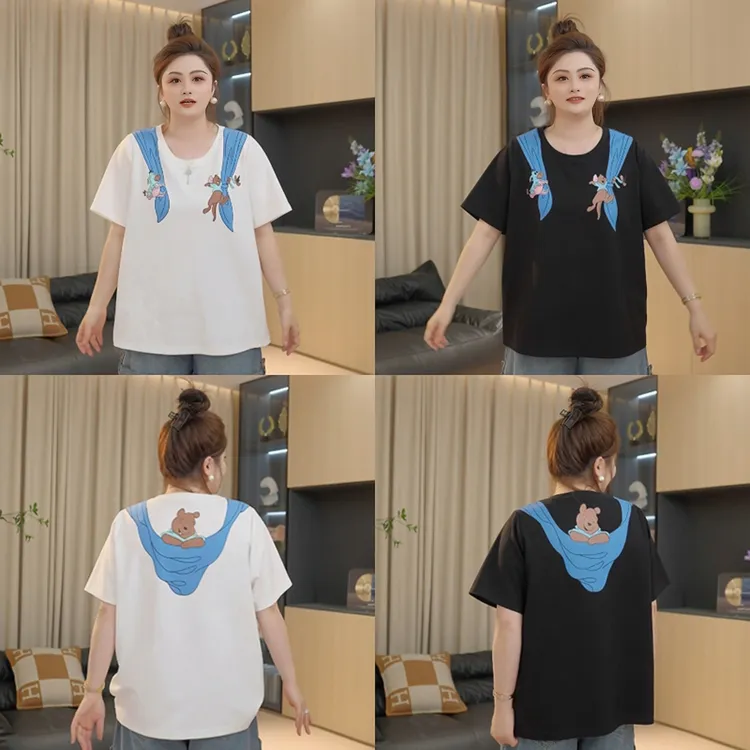 【胖佳佳】现货~秋千T 短袖印花上衣夏季时尚减龄百搭H625Z09307