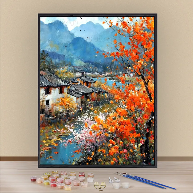 田园风景数字油画diy填色新款手绘涂色肌理感客厅手工diy礼物
