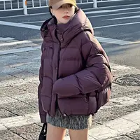 2025短款新款韩系连帽软糯泡芙棉服女加厚保暖时尚宽松冬季外套潮