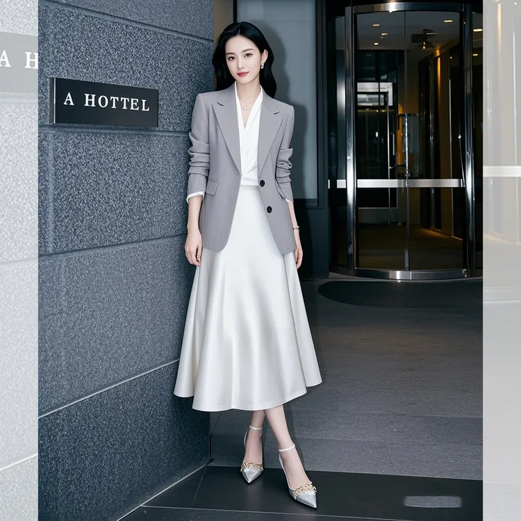 秋季新款智能时尚气质高端西装两件套装半身裙子女士通勤优雅端庄