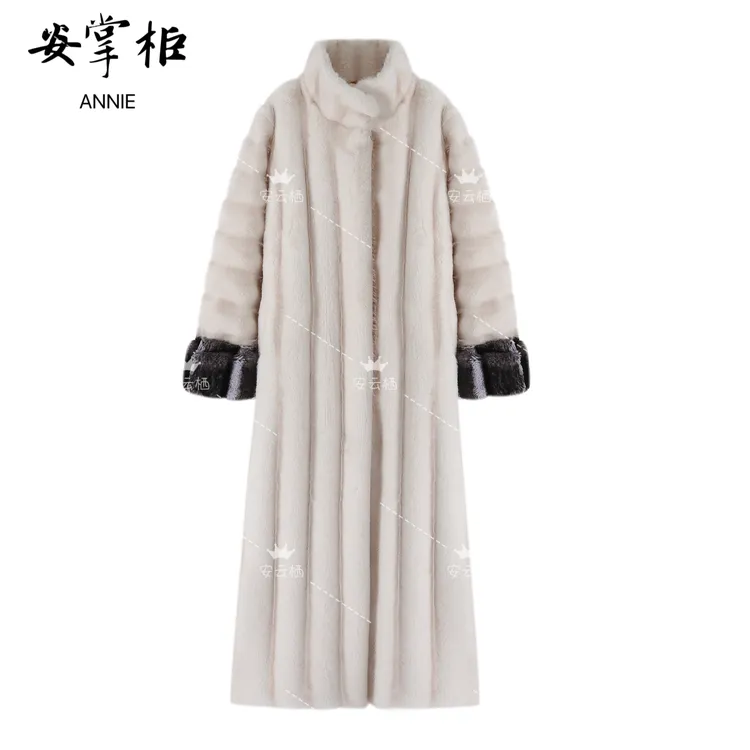 安掌柜【北海道】2025新款气质时尚拼喵喵袖毛毛外套 XCV5612