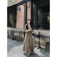 有洧Youwei【茶山麋鹿】显瘦春秋气质小个子复古两穿风衣25SS0648