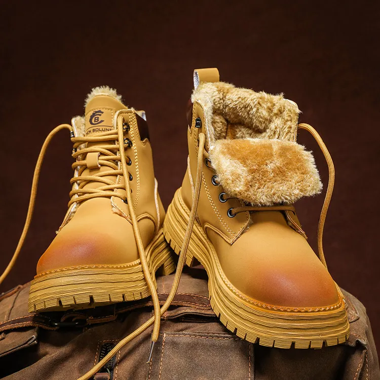 NEW BOLUNE/新百伦冬季新款时尚马丁靴百搭大黄靴加绒潮靴子男鞋
