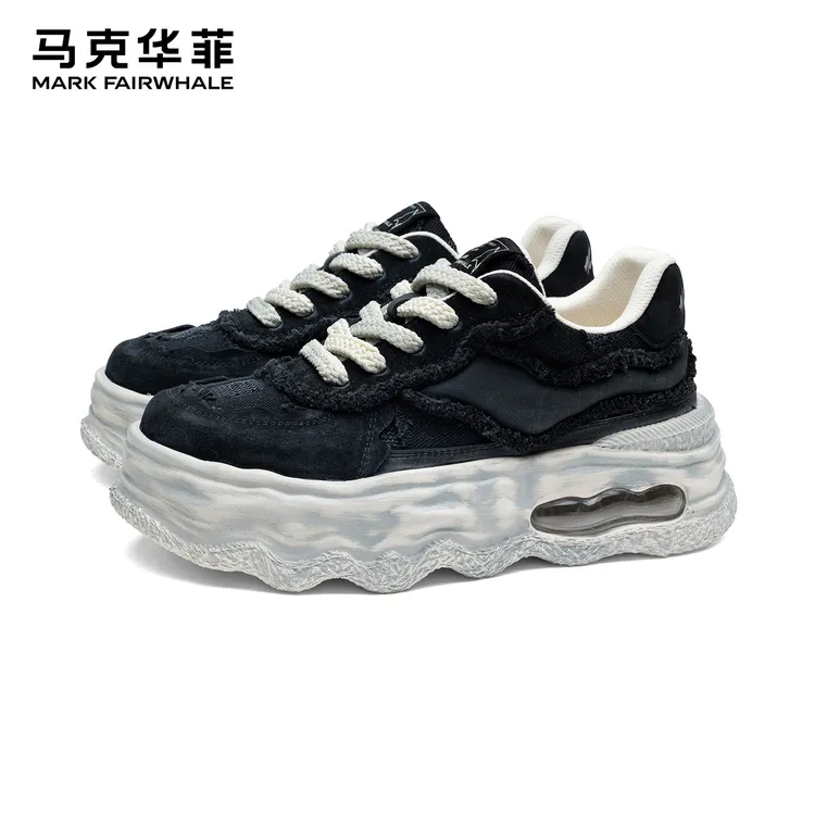 马克华菲秋季擦色休闲鞋2025新款男式增高百搭气垫鞋男鞋男款板鞋