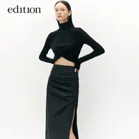 【赵老板专属】edition休闲扭结短款高领绵羊毛衫#EBC3TOPK01