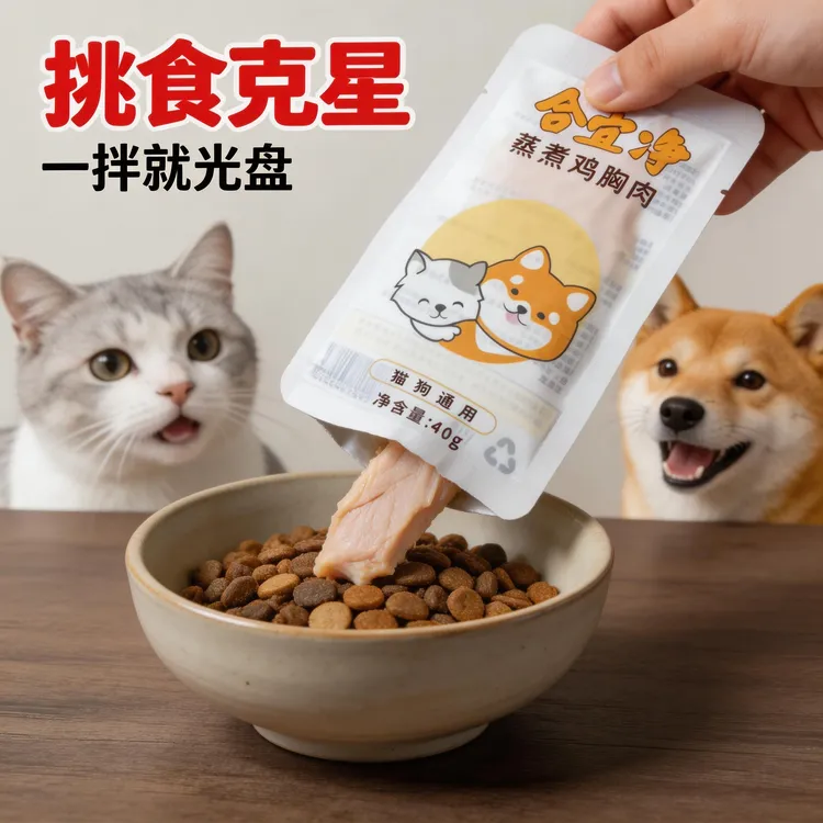 合宜净宠物蒸煮鸡胸肉40g/包 开袋即食添加深海鱼油 配料干净