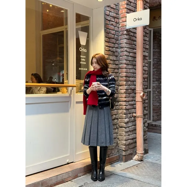 【涟漪】MEGANLE 全羊毛复古撞色费尔岛提花针织开衫2025278