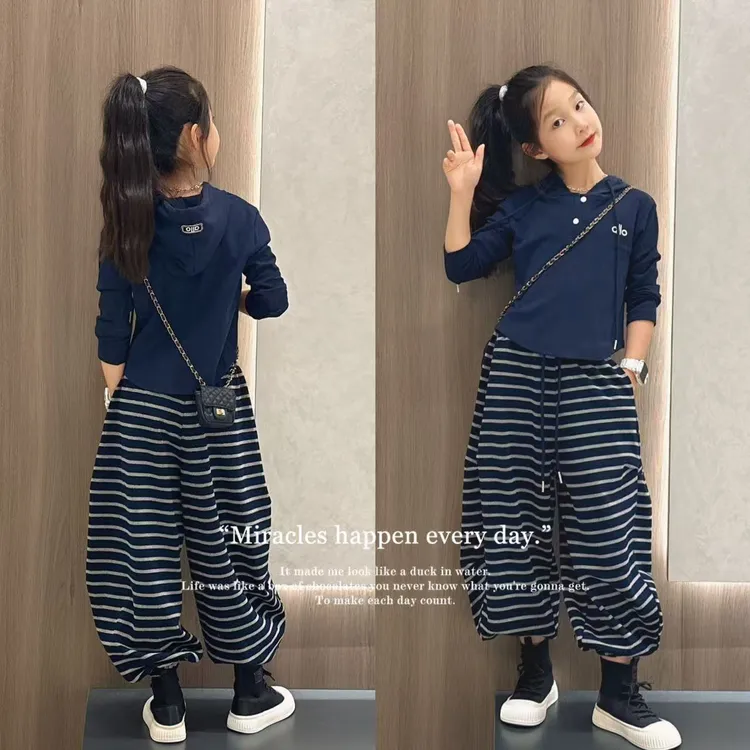 女童套装2025新款秋款儿童洋气时髦休闲中大童卫衣运动两件套潮