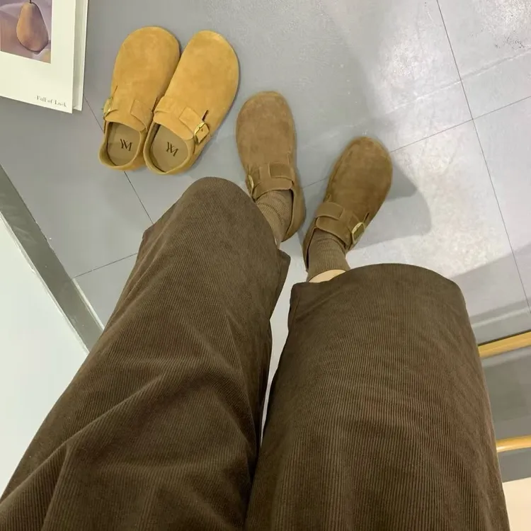 包头固特异布鞋百搭增高短裤一脚蹬单鞋套筒磨砂皮