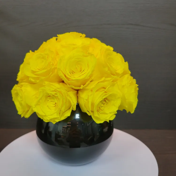 黄色玫瑰圆形永生花餐桌款(联系客服选颜色)