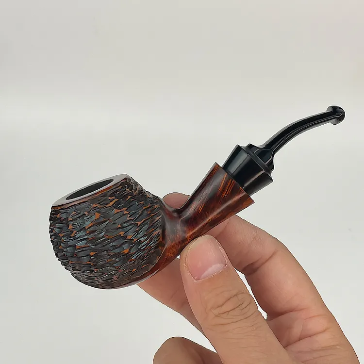 老式石楠木牛角环烟斗手工雕刻