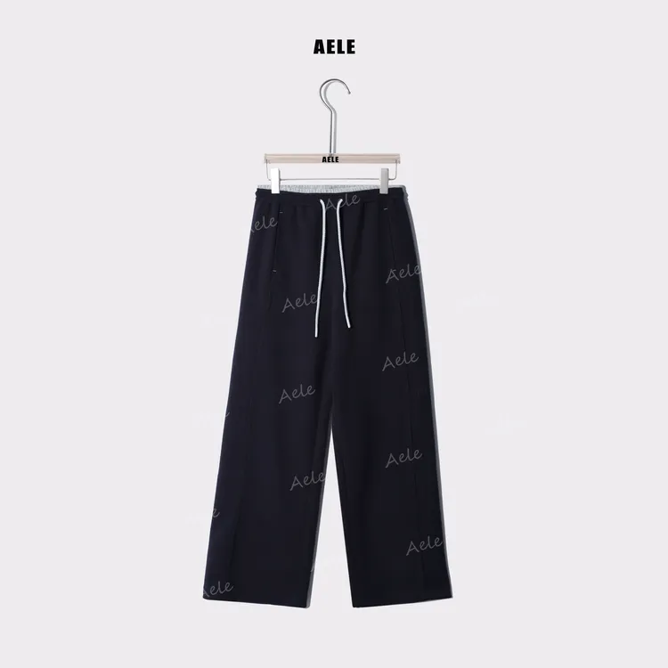 AELE三片裁休闲抽绳极简撞色腰头直筒裤 K853 2913 AD