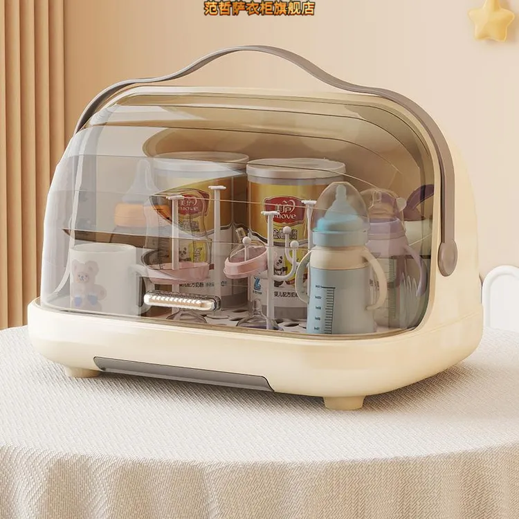 婴儿奶瓶收纳盒沥水架置物架带盖防尘宝宝辅食工具专用碗筷餐具箱