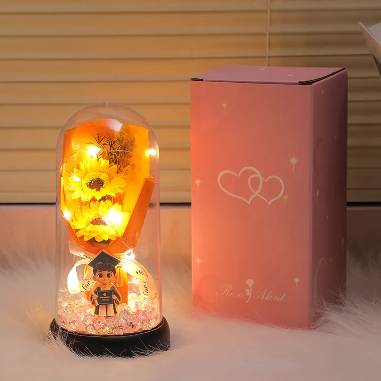 毕业季封神礼物一举夺魁向日葵永生花小夜灯中考高考毕业礼物