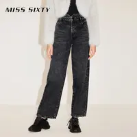 【贤哥专享】【贤哥专享】Miss Sixty秋季新款牛仔裤女小v腰复古黑灰