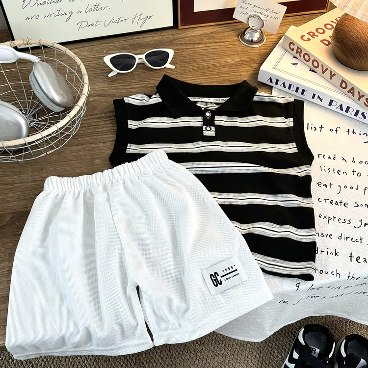 儿童夏季套装2025新款背心+短裤套装男女宝同款洋气