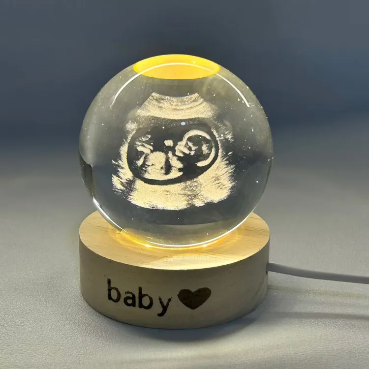 定制彩超宝宝四维图孕期纪念意义礼物可发光水晶球小夜灯卧室摆件