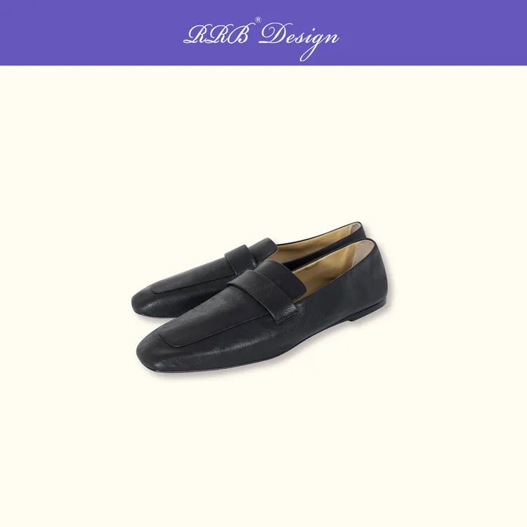 RRB Design 意大利胎牛皮方头皮鞋休闲百搭乐福鞋一脚蹬懒人鞋