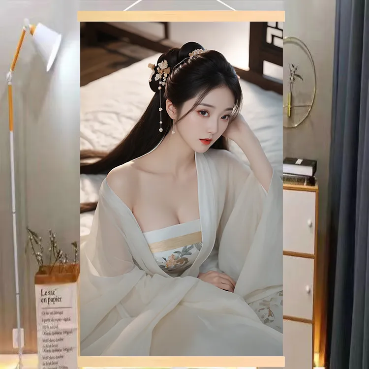 古风清纯大家闺秀高清丰满美女图卷轴画挂画室内装饰画挂画装饰画