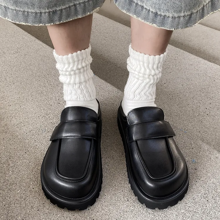 25086休闲皮鞋半托纯色包头拖韩版外穿凉鞋潮流半拖时尚平底男士