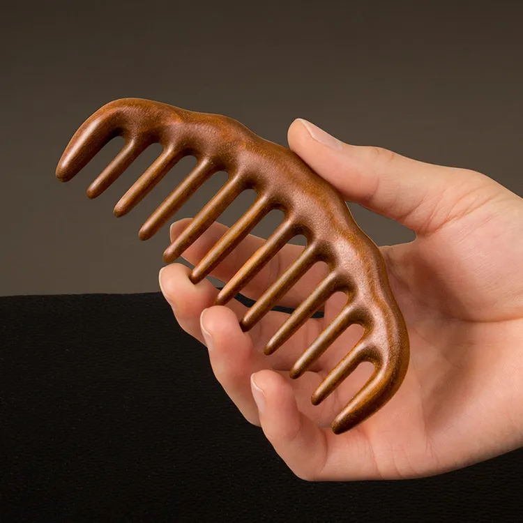 金丝檀木大齿梳女长发卷发专用宽齿梳头皮经络按摩梳家用养发梳子