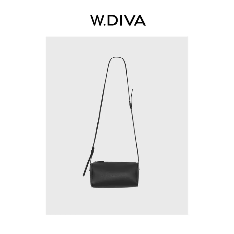 W.Diva【一迹】韩国进口小荔枝牛皮笔筒包可手拎可单肩女50B062595