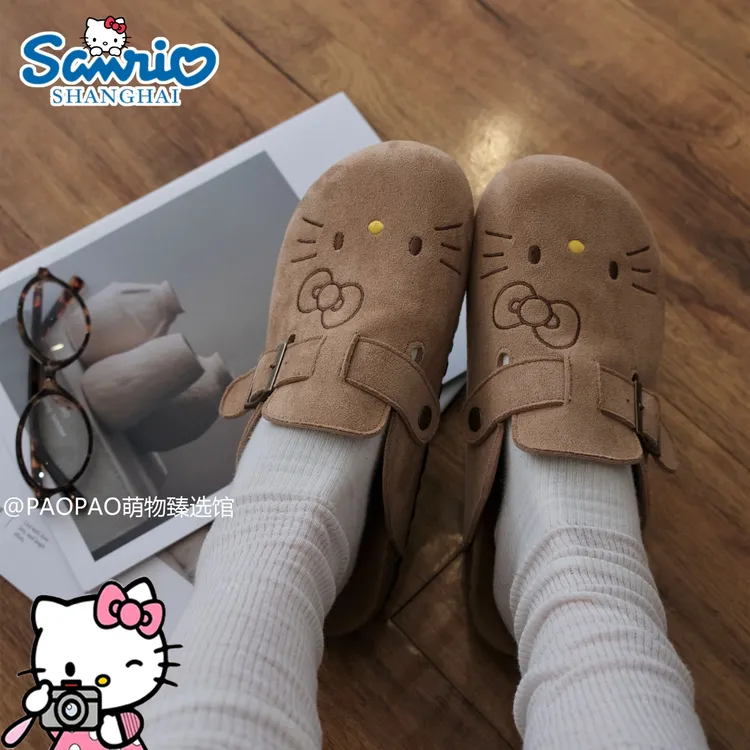 三丽鸥正版HelloKitty勃肯鞋时尚百搭可爱包头拖鞋软底防滑勃肯鞋