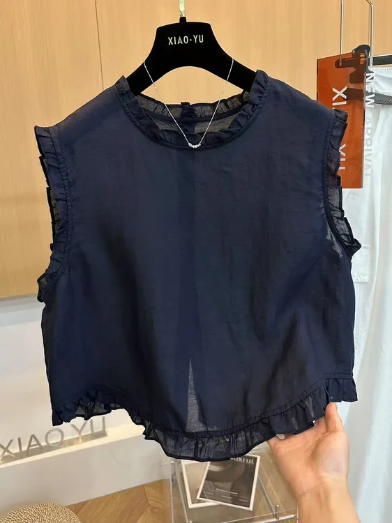 2025百搭洋气时尚显瘦遮肉气质木耳边设计感宽松休闲轻熟减龄上衣