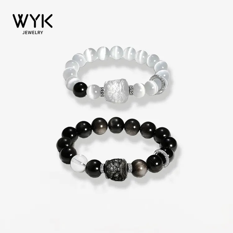 足银手链 时来运转醒狮情侣手串新中式小众手链七夕送男女友礼物