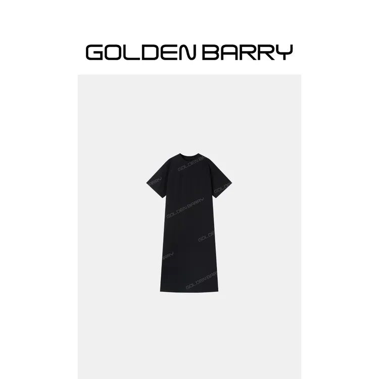 GOLDENBARRY「轻眠」极简插肩T恤裙纯色连衣裙306057