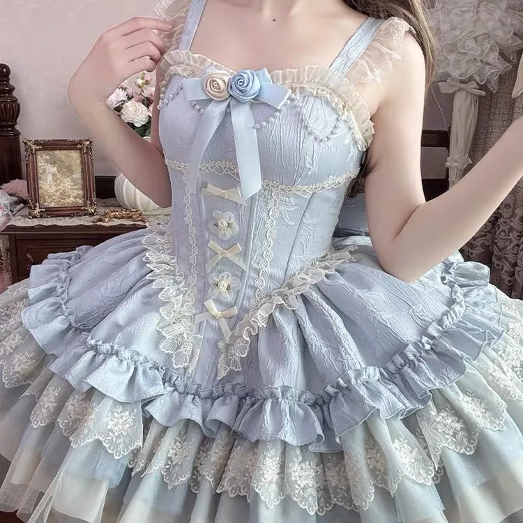 织锦园lolita原创【浮光浅梦 】狗短芭蕾lo裙JSK全款/全款预约