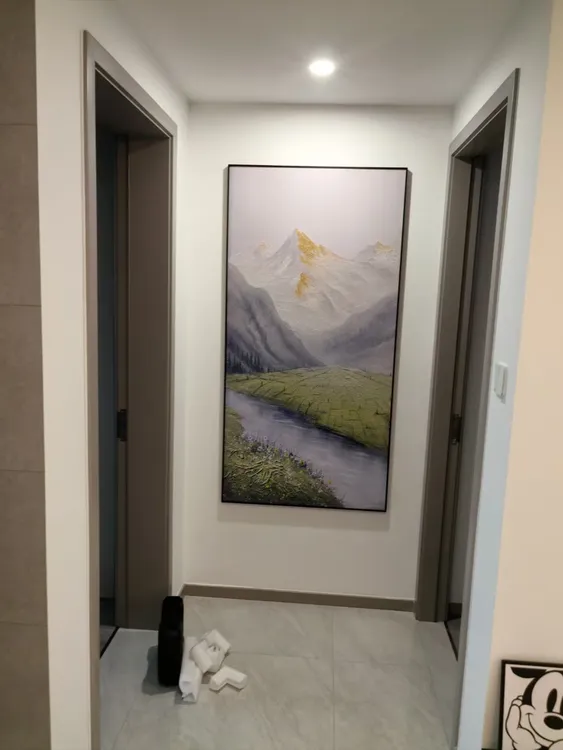 中式现代简约日照金山砂岩装饰画适合玄关客厅走廊过道的大气壁画