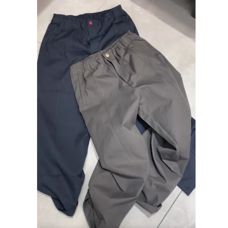 2025早秋新款高腰显瘦阔腿时尚彩色腰扣男友风休闲裤