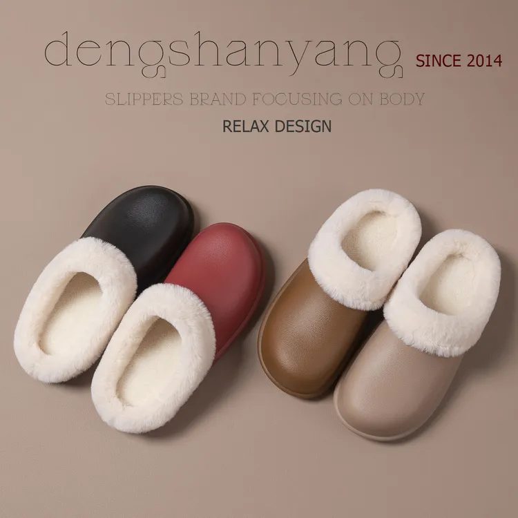 防水棉拖鞋女冬季室内家居家情侣保暖静音防滑棉拖鞋男士eva外穿