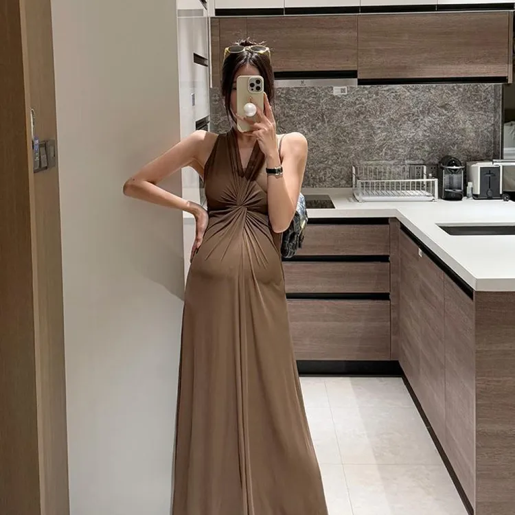 金色的茧气质显瘦高级感无袖孕妇连衣裙夏季新款垂感打底裤孕妇